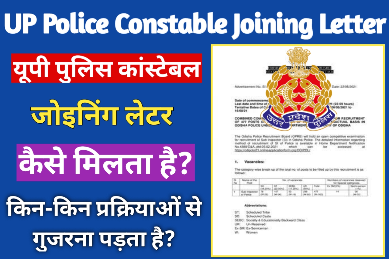 UP Police Constable Joining Letter Kaise Milta Hai