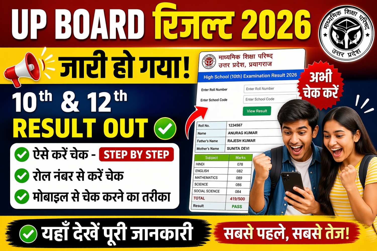 UP Board Result 2026 Out